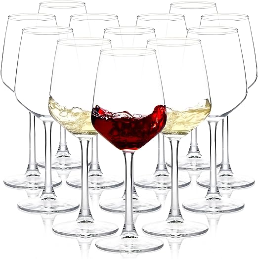 Wine Glasses Set of 12, 12oz Clear Red/White Wine Glasses, Long Stem Wine Glasses for Party, Wedding and Home