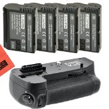 Battery Grip Kit for Nikon D7100 D7200 Digital SLR Camera Includes Qty 4 Replacement EN-EL15 Batteries  Vertical Battery Grip  More