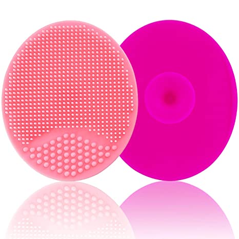 Baby Bath Brush, baby Cradle Cap Brush, Silicone Massage Brush, Silicone Scrubbers Exfoliator Brush | The SkinSoother Baby Essential for Dry Skin, Cradle Cap and Eczema - 2 Pack (Pink & Rose Red)