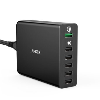 Quick Charge 20 Anker 60W 6-Port USB Charger PowerPort 6 for Galaxy S6EdgePlus Note 45 LG G4 HTC One M8M9 Nexus 6 iPhone iPad and More