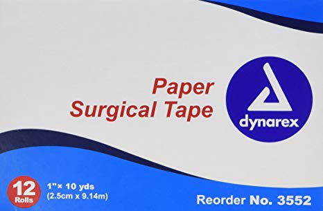 Dynarex Paper Surgical Tape, 1 Inch X 10 Yards, 12 Count