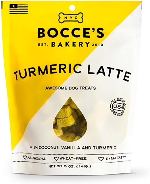 Bocce's Bakery Turmeric Latte Biscuits Bag Dog Treat, 5 oz
