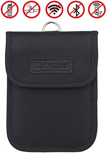 RFID Key Fob Protector, Wisdompro RF Signal Blocking Case Security Shielding Pouch Faraday Bag Protection Wallet Cage for Car Key Fob - Black