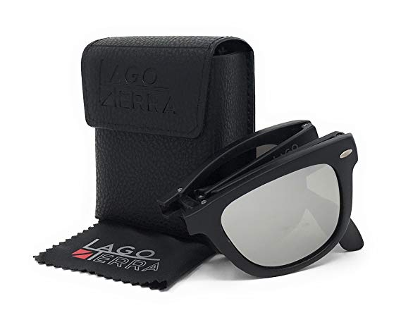 LAGO TERRA Wayfolder Folding Wayfarer Sunglasses With Travel Case