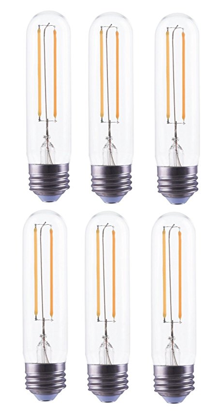 Bioluz LED T10 Dimmable LED Filament Bulb 4W (40W Equivalent) 450 lumens Soft White 3000K, UL Listed