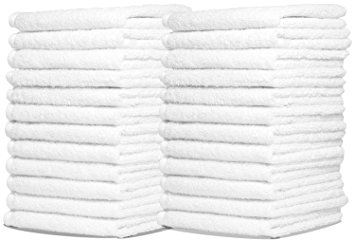 Wash Cloth Towels by Royal, 48-Pack, 100% Natural Cotton, 12 x 12, Machine Washable, White (48-Pack)