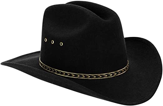 Western Black Child Cowboy Hat for Kids (Black/Gold Band) Size 6 3/8 (20 1/4 inches)