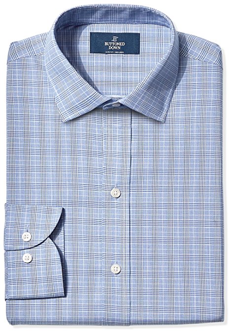 Buttoned Down Men's Slim Fit Spread-Collar Pattern Non-Iron Dress Shirt Without Pocket