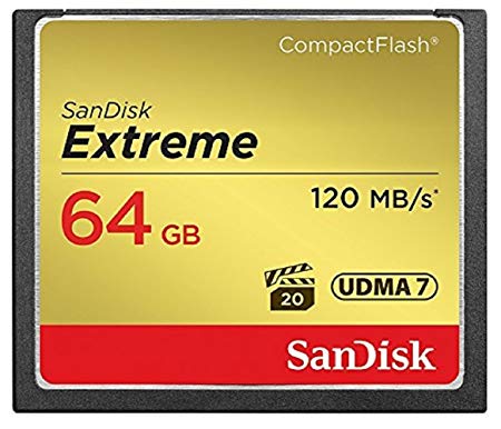 SanDisk Extreme UDMA7 Compact Flash Card -  Black/Gold, 64GB