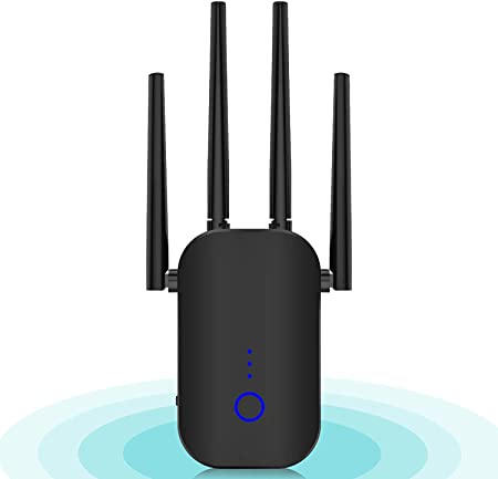 WiFi Extender, 1200Mbps WiFi Booster, 2.4G&5G Dual Band WiFi Extenders Signal Booster for Home, WiFi Repeater with Intelligent Signal Indicator, WPS One Button Setup with Ethernet Port