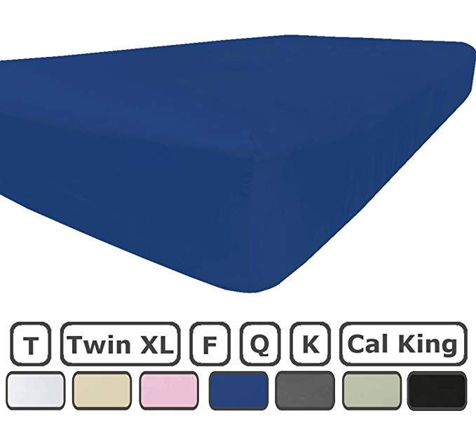 American Pillowcase Twin Size Fitted Sheet Only - 100% Brushed Microfiber - Deep Pocket - Pieces Sold Separately for Set Guarantee (Blue)