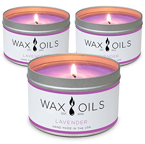 Wax and Oils Soy Wax Aromatherapy Scented Candles, Lavender, 8 oz (Pack of 3)