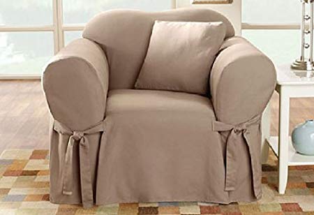 SureFit SF26664 Cotton Duck Heavyweight Chair Slipcover, Linen