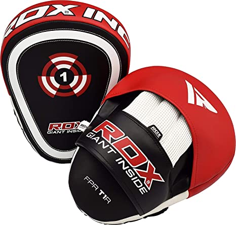 RDX Boxing Pads Focus Mitts |Maya Hide Leather Curved Hook and Jab Target Hand Pads | Great for MMA, Martial Arts, Kickboxing, Muay Thai, Karate Training | Padded Punching, Coaching Strike Shield