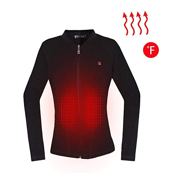 Electric Heated Jacket, USB Rechargeable Temperature Heating Suit Women Electric Thermal Velvet Jacket Shirt for Outdoor Bicycling/Skiing/Motorcycle/Ice Fishing/Hiking