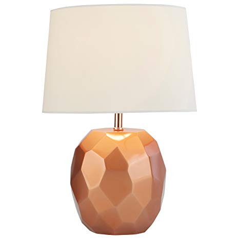 Rivet Copper Geometric Table Lamp, with Bulb, 11.5" x 11.5" x 16.8", Copper