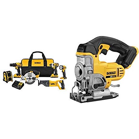 DEWALT DCK620D2 20V MA Compact 6-Tool Combo Kit with DCS331B 20-Volt MAX Li-Ion Jig Saw  (Tool Only)