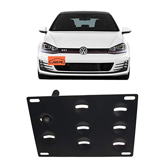JGR Racing Car No drill Tow Eye Front Bumper Tow Hole Hook License Plate Mount Bracket Holder Adapter Relocation Kit For 2015-up Volkswagen VW MK7 Golf GTi