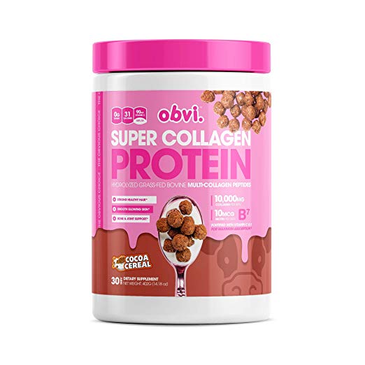 Obvi Multi-Collagen Super Protein Powder (Cocoa Cereal, 14 Oz) | Keto-Friendly, Gluten and Dairy Free | Hydrolyzed Grass-Fed Bovine Collagen Peptides | Supports Gut Health, Healthy Hair, Skin, Nails