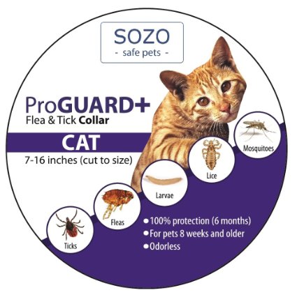 Flea Tick Collar ProGuard Plus - Cat (safe pet protection from pest bites infestations larvae lice mosquitoes)