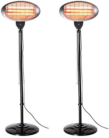 Patio Heaters Variation (Set of 2 Black Free Standing Heaters)