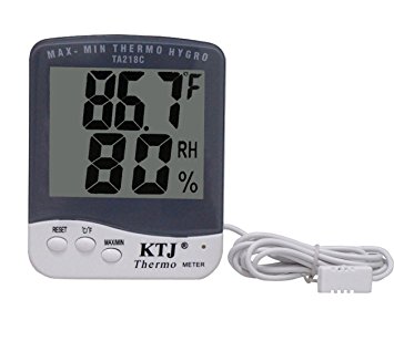 BonyTek Thermometer Hygrometer, LCD Display 2 In 1 Digital Outdoor Max-Min Temperature and Humidity Meter with 1.5 Meter Temperature and Humidity Sensing Line