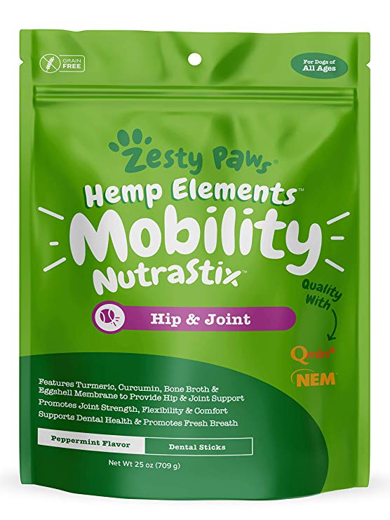 Hip & Joint Support Dental Sticks for Dogs - With Hemp, Chondroitin, Turmeric Curcumin & Bone Broth - Hips & Joints   Cartilage Health - Mobility   Dog Teeth Cleaning & Tartar Control Treats