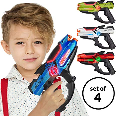 ThrillZone Laser Tag Guns Set – 4 Pack Multiplayer Laser Tag Gun, No Vest Needed – Indoor & Outdoor Group Fun – Safe Infrared Lazer Toy Blasters for Kids with Vibrations, Sound Effects, Lights