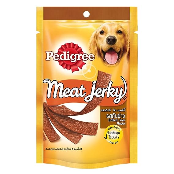 Pedigree Meat Jerky Adult Dog Treat , Grilled Liver, 80g Pouch