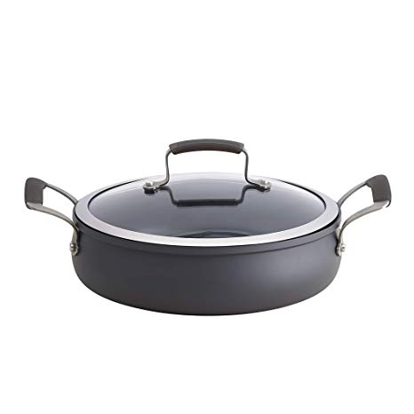 Epicurious Cookware Collection- Dishwasher Safe Oven Safe, Nonstick Hard Anodized 4 Quart Covered Sauteuse Pot