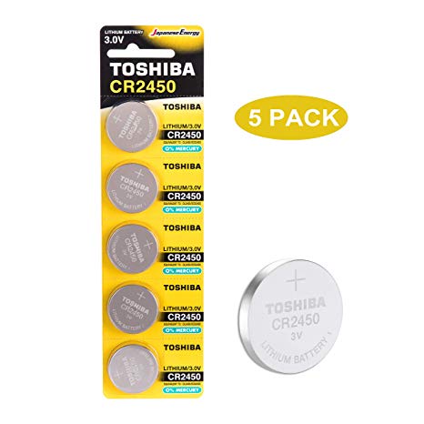 Toshiba CR2450 3V Lithium Coin Cell Battery Pack of 5