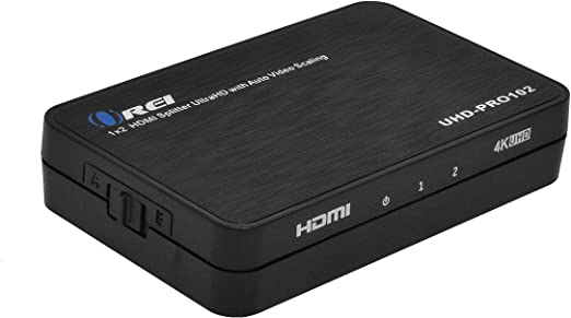 Orei 4K 1x2 HDMI Duplicator Splitter by OREI - with Scaler 2 Ports with Full Ultra HD, HDCP 2.2, 4K at 60Hz 4: 4: 4 1080p & 3D Supports EDID Control - UHD-PRO102