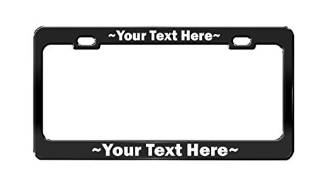 Personalized Custom Made BLACK Arial Metal License Plate Frame