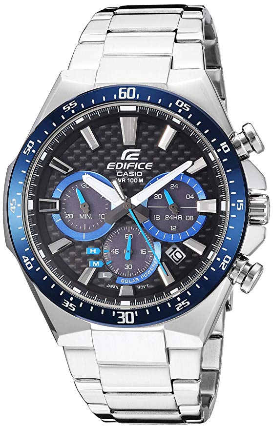 Casio Men's Edifice Quartz Watch with Stainless-Steel Strap, Silver, 20 (Model: EQS-800CDB-1BVCF)