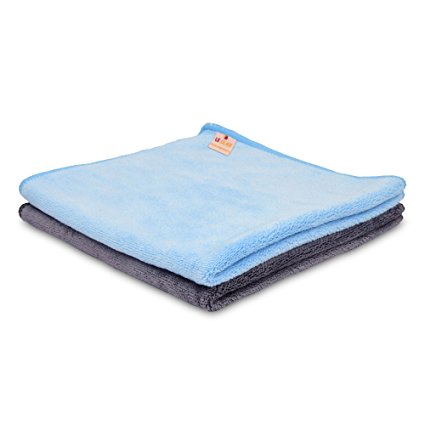 Le Gear Premium Microfiber Cleaning Cloth (Grey and Blue, 2 Pieces)