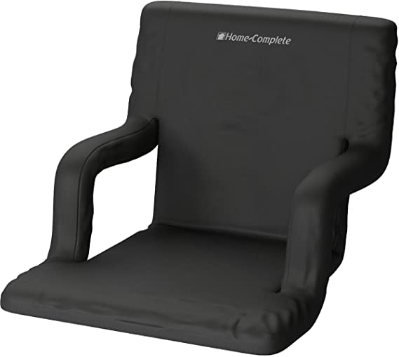 Home-Complete Stadium Seat Chair- Bleacher Cushion with Padded Back Support, Armrests, 6 Reclining Positions and Portable Carry Straps