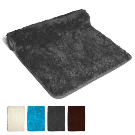 OJIA Deluxe Super Soft Non-Slip Bath Mat Shower Rug (16 x 24 Inch, Dark Grey)