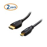 Cable Matters 2 Pack High Speed Micro-HDMI Type D to HDMI Type A Cable 3D and 4K Resolution Ready with Ethernet - 6 Feet