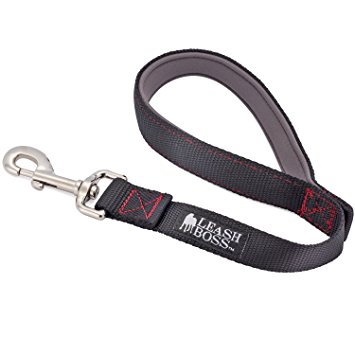 Leashboss Short Dog Leash with Padded Handle - 12 and 18 Inch Leads for Large Dogs - 1 Inch Nylon