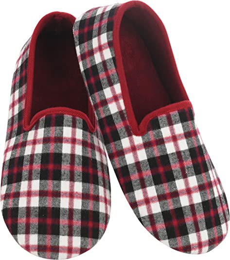 Snoozies Mens Slippers - House Slippers for Men - Light Weight Plaid