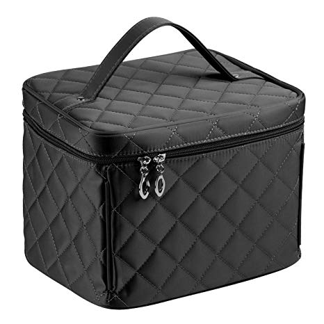 EN'DA big size Nylon Cosmetic bags with quality zipper single layer travel Makeup bags (Black)