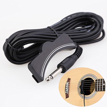 Vktech Classical Acoustic Guitar Amplifier Soundhole Pickup 6.3mm Jack 5M Cable