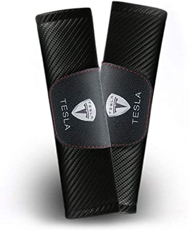 DEFTEN Customization Carbon Fiber Seat Belt Cover Shoulder Pad Cushion Fit for Tesla (2 pcs)