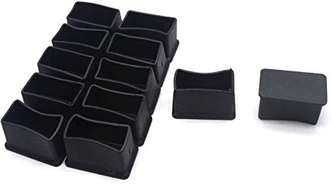 Antrader Rectangle Shaped Furniture Rubber Feet Pads Table Chair Leg Foot End Caps Covers Protectors Black,Pack of 12 (15x30mm)