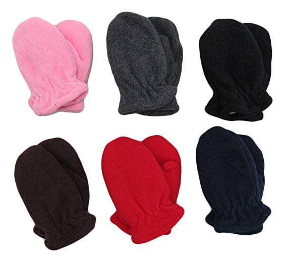 Infant-Toddler-Kids Soft And Warm Double Layers Of Fleece Mittens 6-Pack