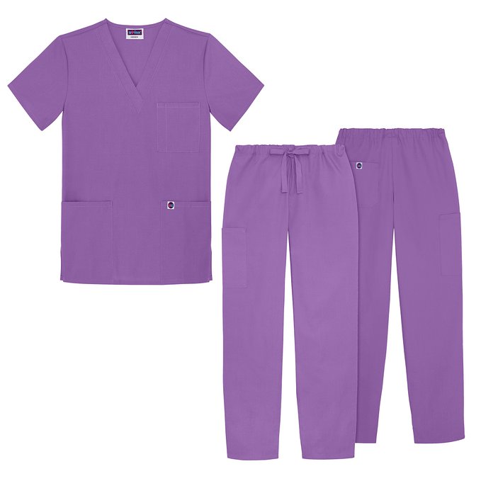 Sivvan Unisex Classic Scrub Set V-neck Top / Drawstring Pants (Available in 12 Solid Colors)