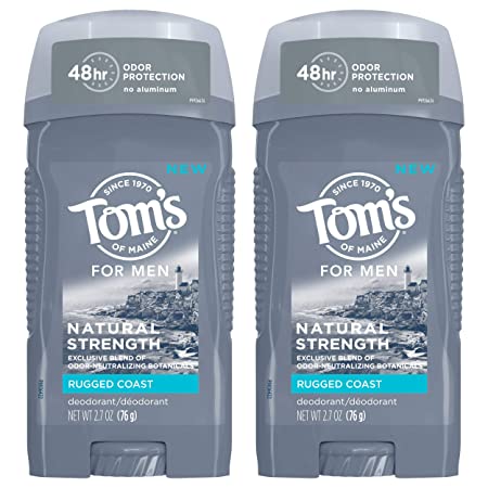 Tom's of Maine Men's Natural Strength Deodorant, Deodorant for Men, Natural Deodorant, Rugged Coast, 2.7 Ounce, 2-Pack