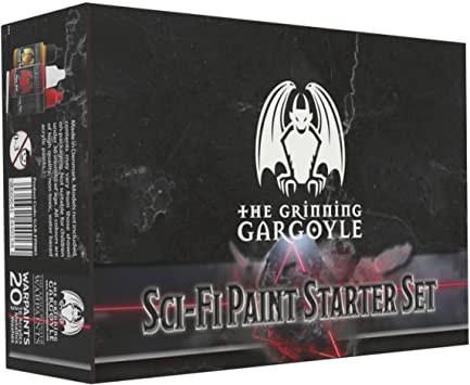 Sci-Fi Paint Starter Set - Acrylic Paints for Miniatures - 20x Assorted 18ml Colours with a Paint Brush - Army Painter Warpaints for Space Marine and Aliens - Grinning Gargoyle GAR-FPS003 (Sci Fi)