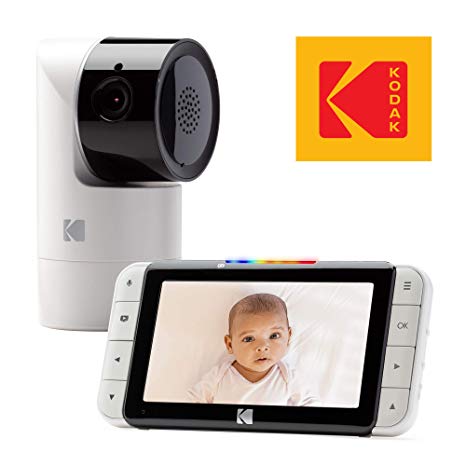 KODAK Cherish C525IR Video Baby Monitor and Mobile App - Remote Tilt, Pan and Zoom, HD Baby Camera, 5” HD Parent Unit, Infrared Night Vision, Camera Battery for Wireless, Long Range and 2-Way Talk