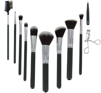 ICINI Synthetic Makeup Brush Set (11 Piece) - Grey
